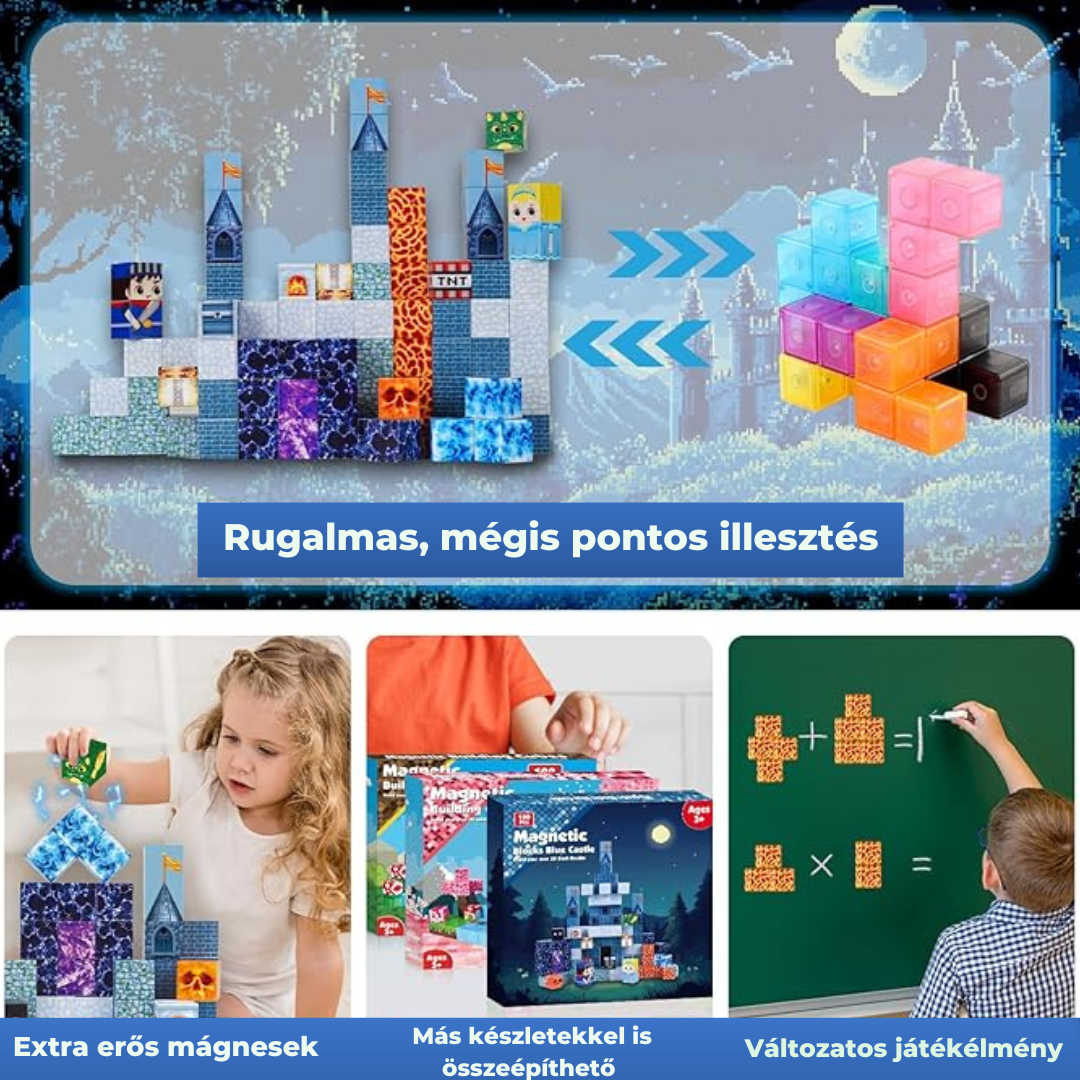 Kék Kastély -100db-mágneses építőkocka