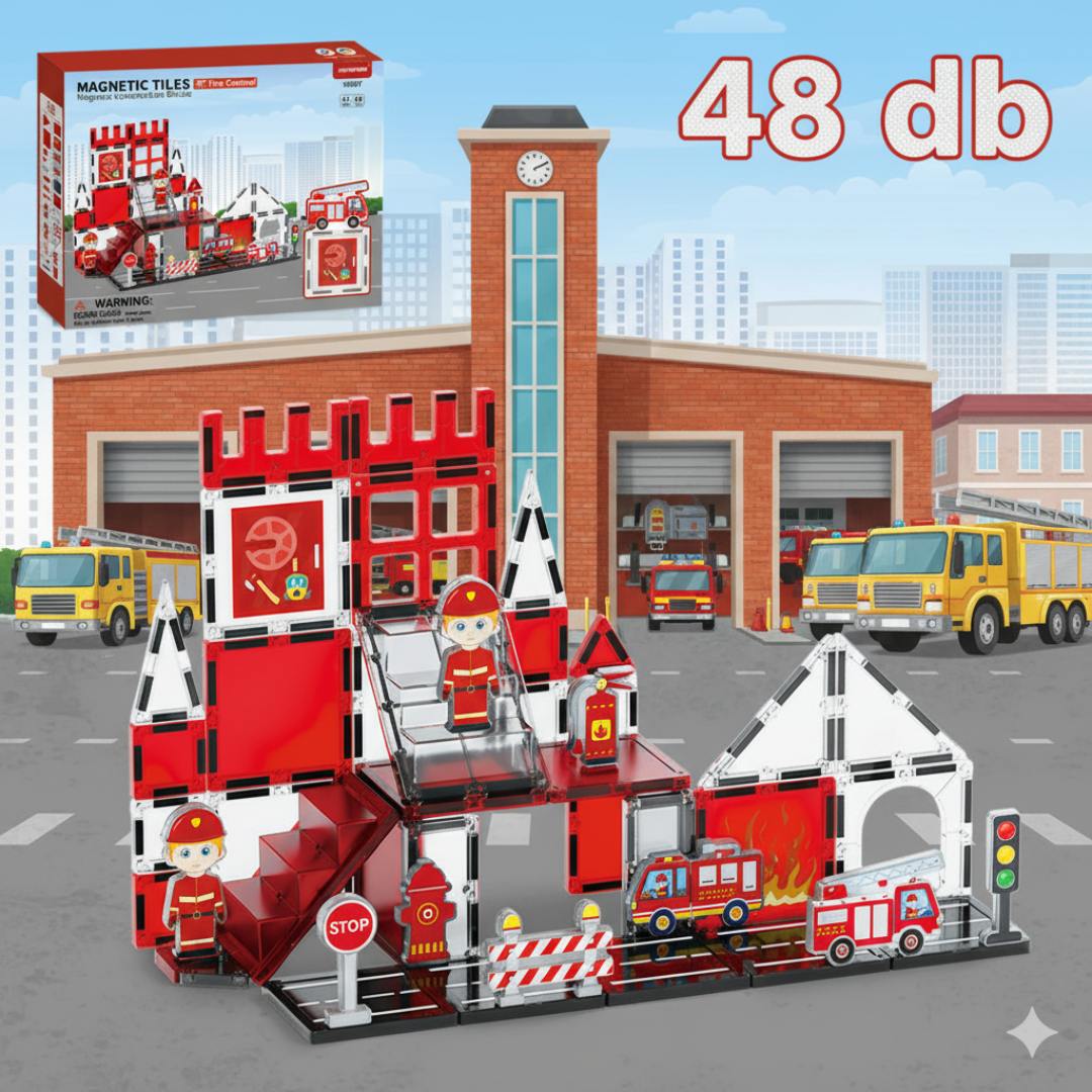 Tűzoltóság - 48 db - mágneses építőelem