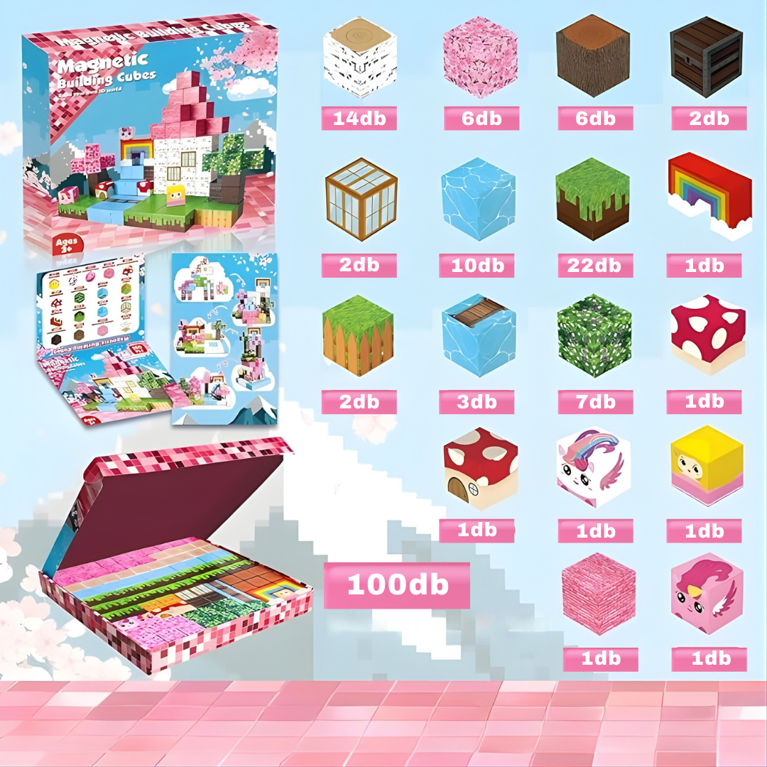 Unikornis Farm -100db-mágneses építőkocka