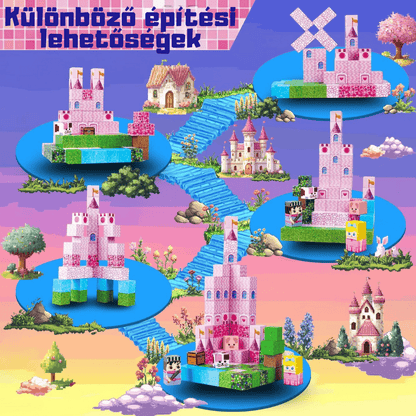 Rózsaszín Kastély - 100db - mágneses építőkocka