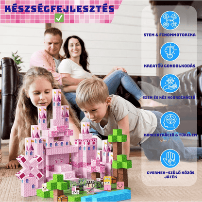 Rózsaszín Kastély - 100db - mágneses építőkocka