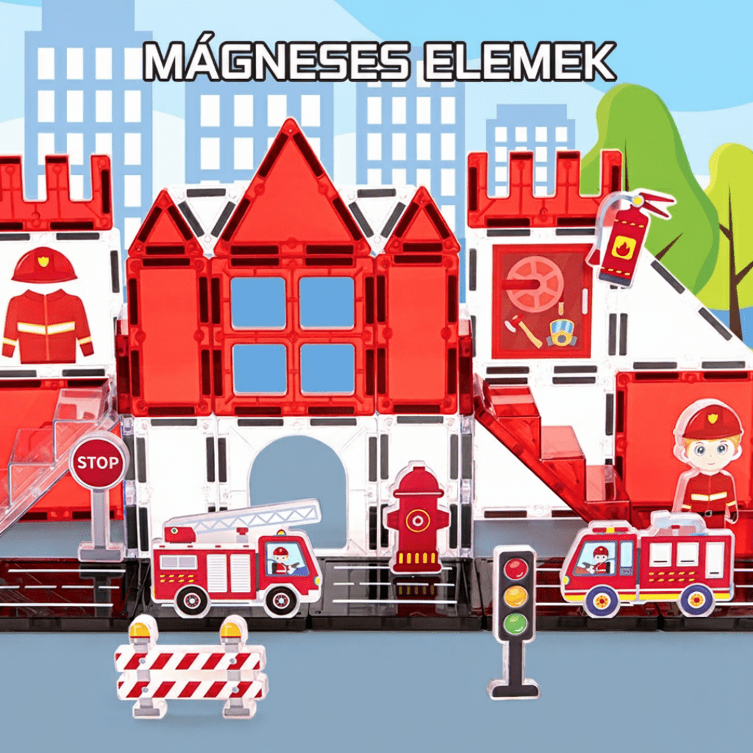 Tűzoltóság - 48 db - mágneses építőelem
