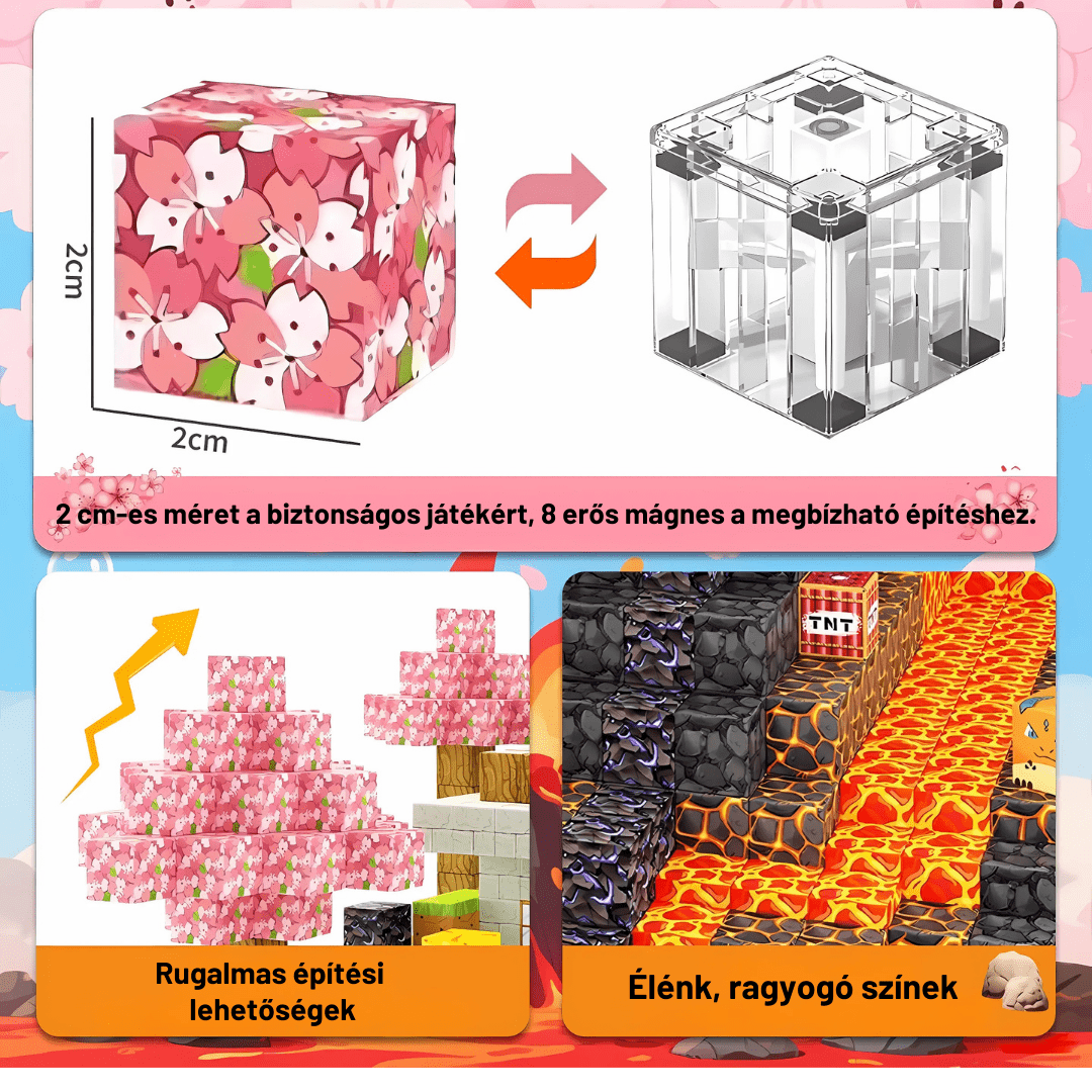 Varázsvilág Portál - 100db - mágneses építőkocka+3db Figura
