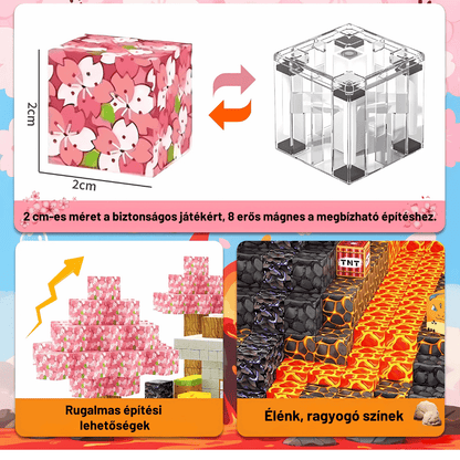 Varázsvilág Portál - 100db - mágneses építőkocka+3db Figura