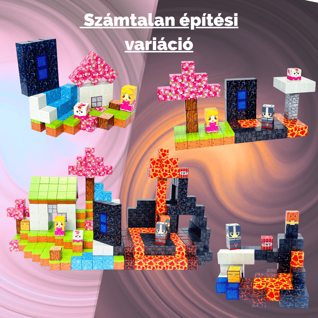 Varázsvilág Portál - 100db - mágneses építőkocka+3db Figura